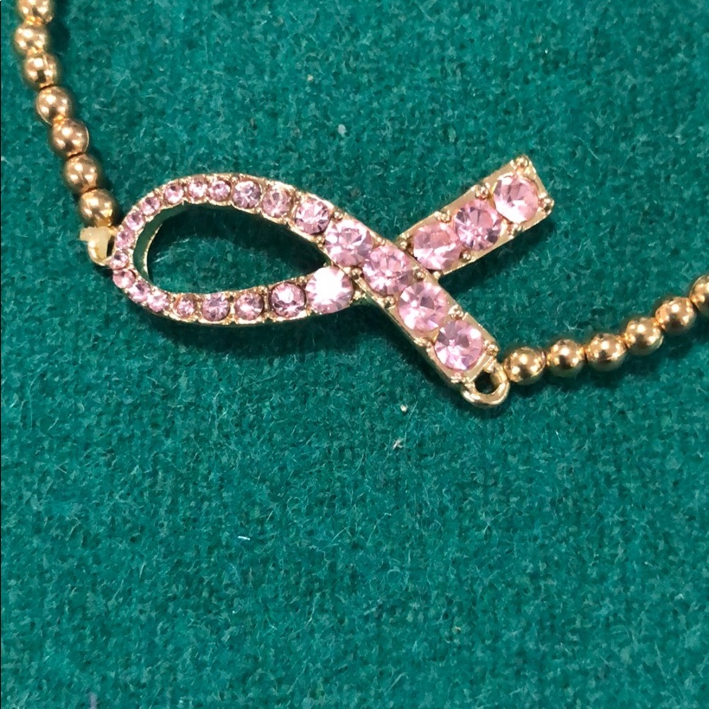 Pink Ribbon Gold Tone Bracelet - Picture 3 of 3